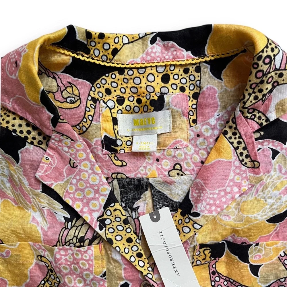 NWT Anthropologie Maeve Printed Buttondown Surf Shirt, sz XS, MSRP $98 - Picture 5 of 12